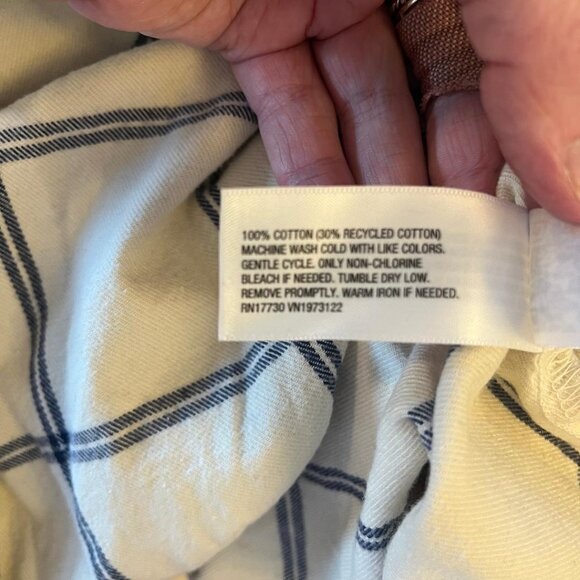 Universal Thread Goods Co., Womens Plaid Flannel Button-Down, Navy and White, Ex - Picture 5 of 5